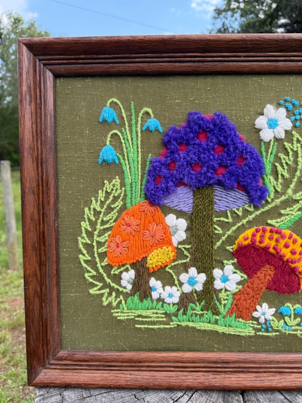 Vintage Crewel Mushroom Wall Art - Picture 2 of 4